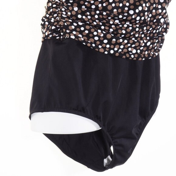 Catalina Swimsuit 18 W 20 W Piece Black Brown White Rouched Set in Bra 2X NWOT - Picture 6 of 10